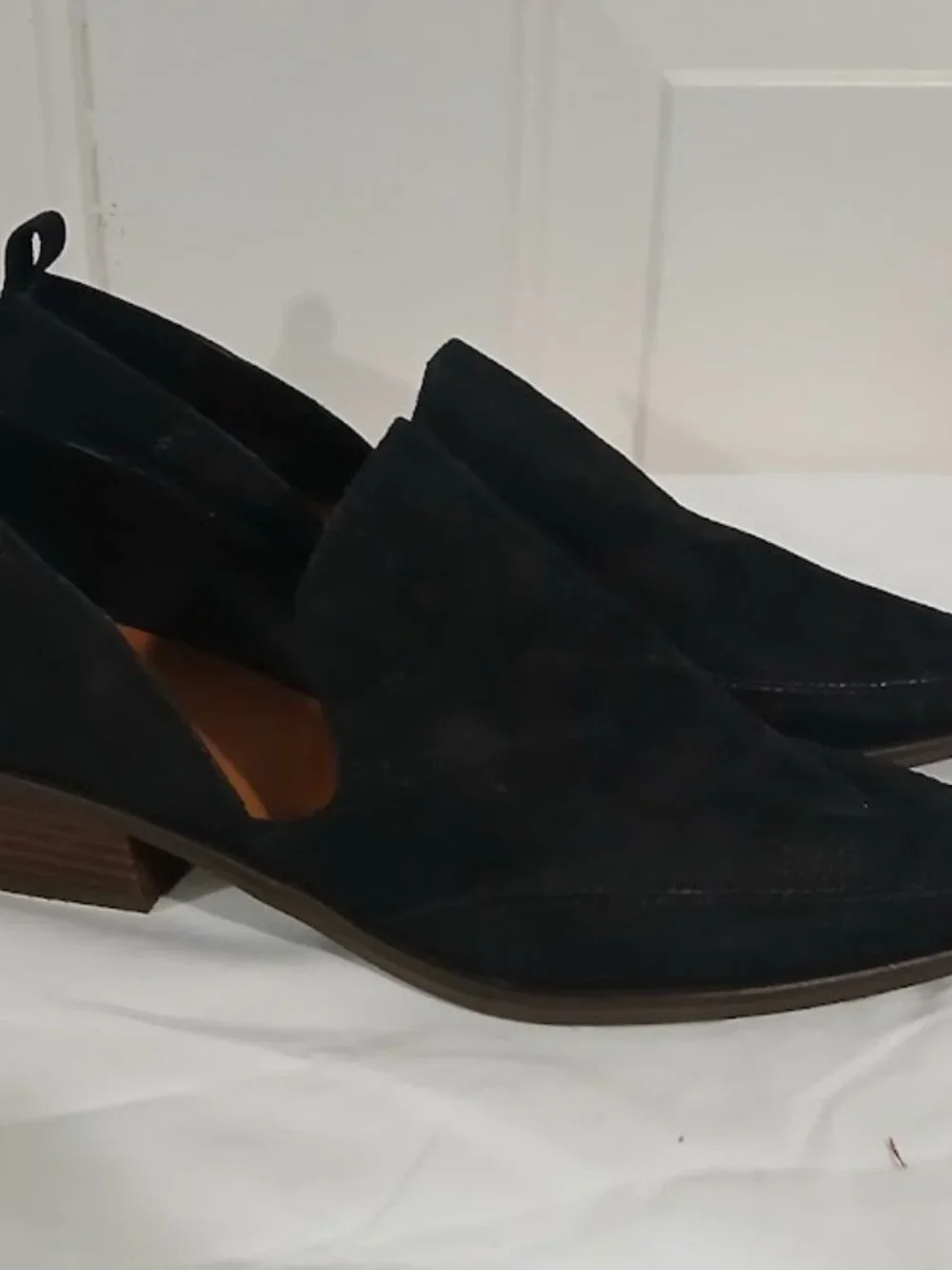 Lucky Brand Black Mainz Nubuck Low Stacked Heel Shoe
